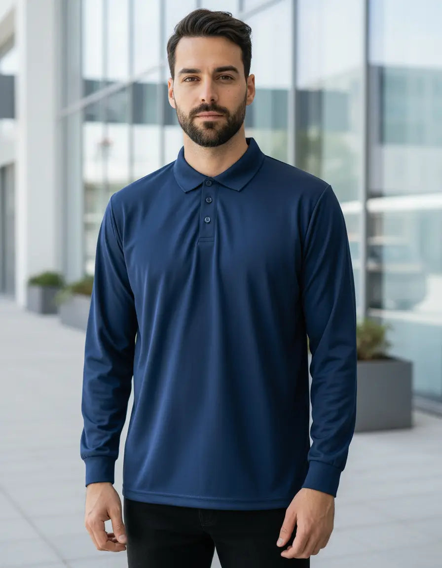 Polera Cooldry manga larga azul — Quebec
