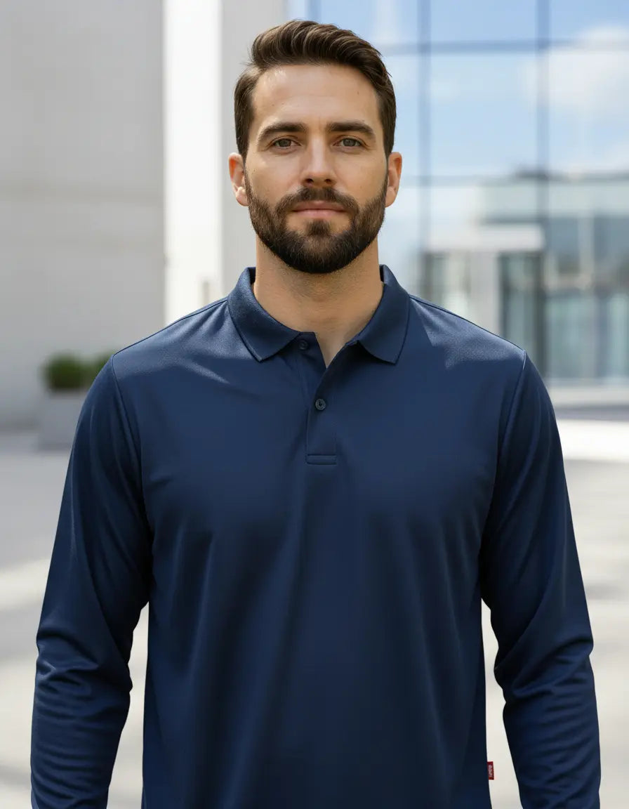Polera Cooldry manga larga azul — Quebec