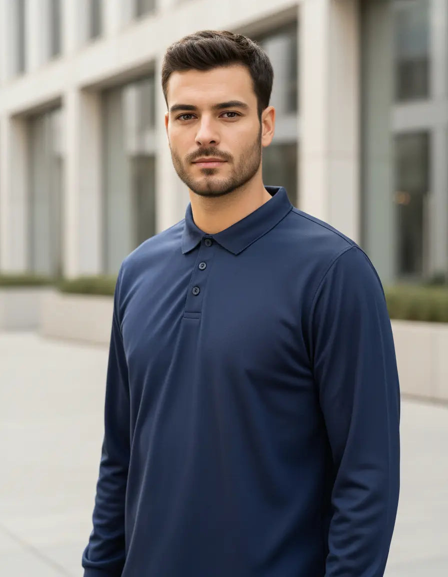 Polera Cooldry manga larga azul — Quebec